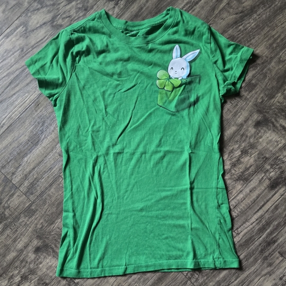 Green Kids T-Shirt with Bunny Design - Picture 1 of 4